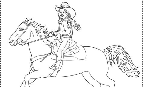 Young Cowgirl With Horse – Coloring Pages and。